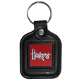 Nebraska Cornhuskers Square Leatherette Key Chain